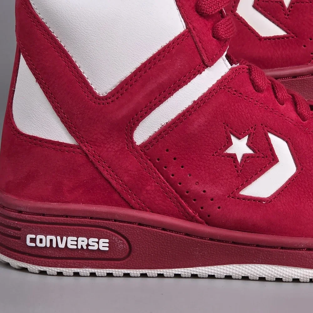 Converse Weapon Mid Mens 8.5 Womens 10 Red White Suede Basketball Retro A14832C